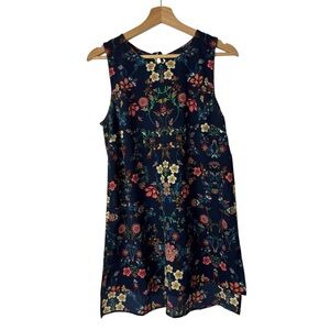 Crew Knitwear Navy Blue Colorful Floral Sleeveless Tank Top S